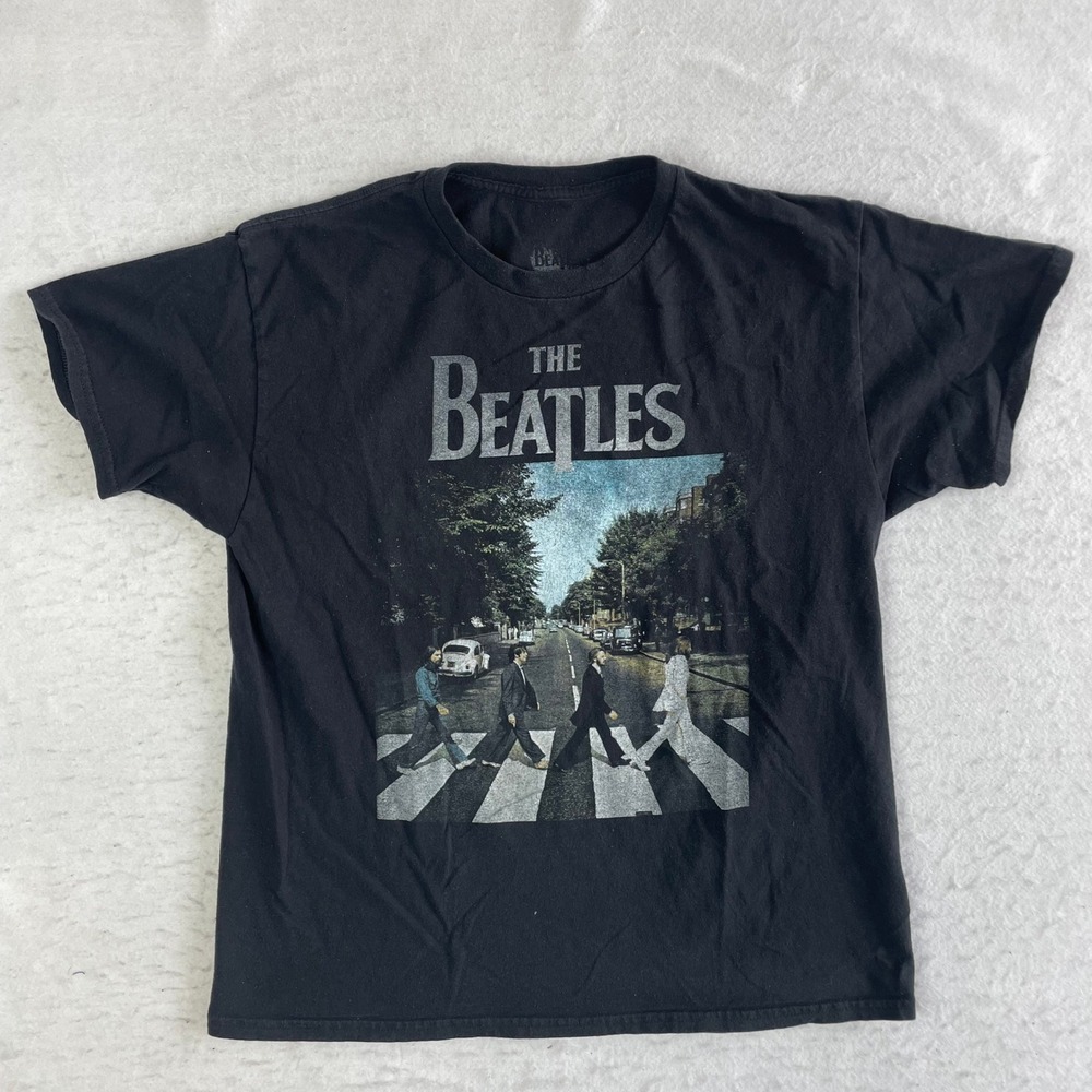 The Beatles T-Shirt Mens Large Black Abbey Road Graphic Print Short Sleeve Tee